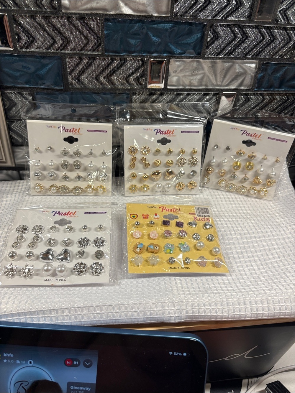 Pastels Mixed Stud Earring Set - Silver, Gold, White